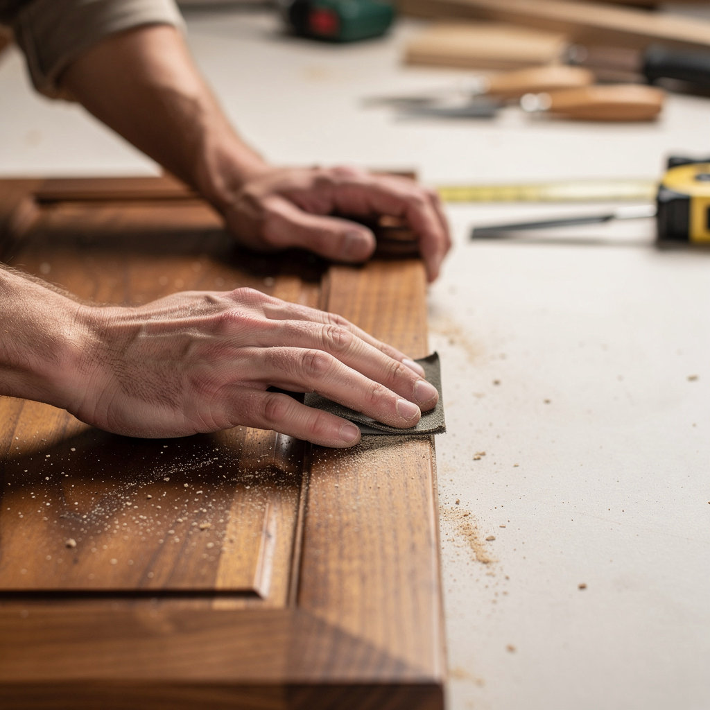 G & D Woodworking craftsman creating custom cabinets in Escondido, showcasing expert woodworking services